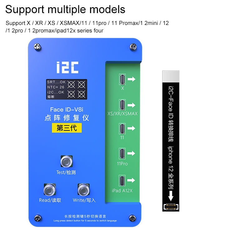 i2C IFace-V8i 3rd Face ID Dot Matrix Projection Repair Programmer With Flex Cable For iPhone X-12 Pro max