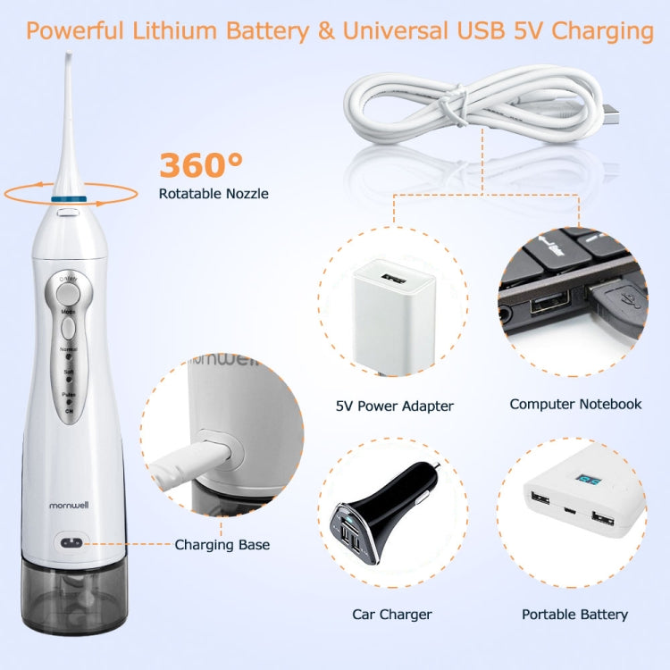 Mornwell D52 USB-Rechargeable Water Flosser IPX7 Waterproof Oral Irrigator