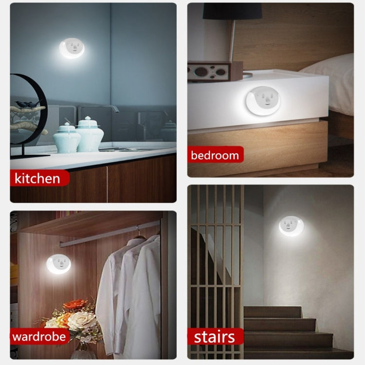 USB Charging Light & Human Body Sensing Control Smile Magnetic Night Light(Cold White Light)