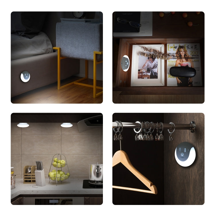 USB Charging Light & Human Body Sensing Control Smile Magnetic Night Light(Cold White Light)