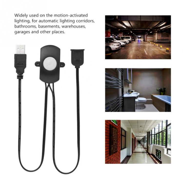 DC 5V/12V/24V USB Body Infrared PIR Motion Sensor Switch Human Motion Sensor Detector Switch For LED Light Strip(Black)