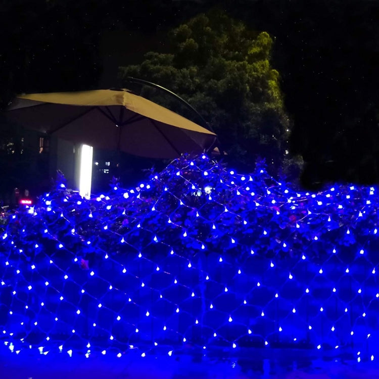 4x6m 672 LEDs Waterproof Fishing Net Lights Curtain String Lights Fairy Wedding Party Holiday Decoration Lamps 220V, EU Plug(Blue Light)
