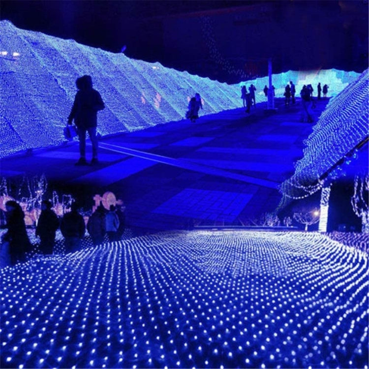 4x6m 672 LEDs Waterproof Fishing Net Lights Curtain String Lights Fairy Wedding Party Holiday Decoration Lamps 220V, EU Plug(Blue Light)
