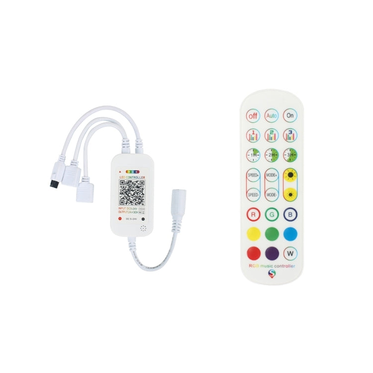 WiFi Smart 4 Pin RGB LED Strip Light Controller APP Remote Voice Control Works with Alexa Echo, 5-24V, type:WiFi 24-keys Controller