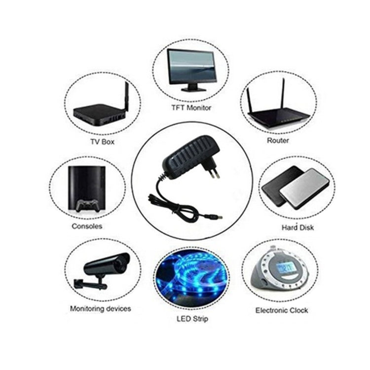 100-240V AC to DC Power Charger Adapter 5V 9V 12V 24V 1A 5.5mmx2.5mm (9V 1A EU Plug)