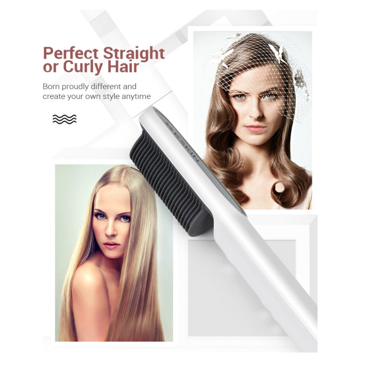 K-SKIN KD380 Hair Straightener Electric Straight Hair Curler Comb Brush PTC Heating Ceramic Straight Hair Brush, UK Plug(Black)