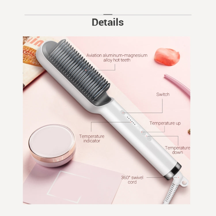 K-SKIN KD380 Hair Straightener Electric Straight Hair Curler Comb Brush PTC Heating Ceramic Straight Hair Brush, UK Plug(Black)