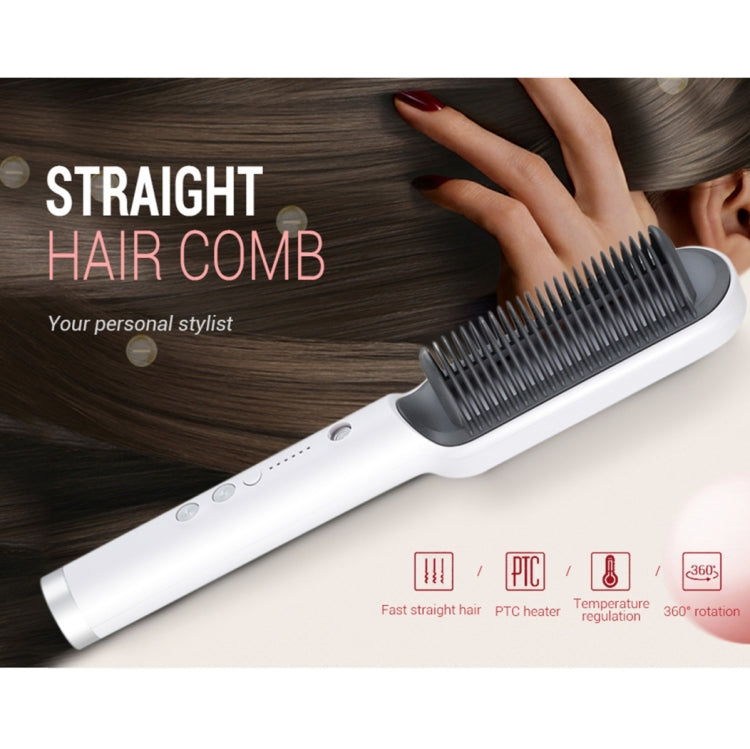 K-SKIN KD380 Hair Straightener Electric Straight Hair Curler Comb Brush PTC Heating Ceramic Straight Hair Brush, UK Plug(Black)