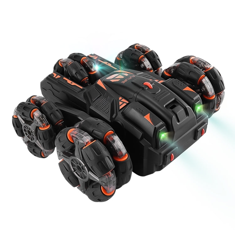 MoFun Five-wheeled Stunt Car 360-degree Swing Arm 2.4G Multifunctional RC Car, specifications:Double control(Black)