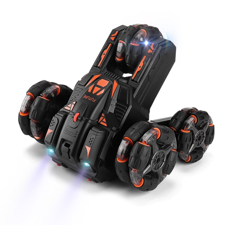 MoFun Five-wheeled Stunt Car 360-degree Swing Arm 2.4G Multifunctional RC Car, specifications:Double control(Black)
