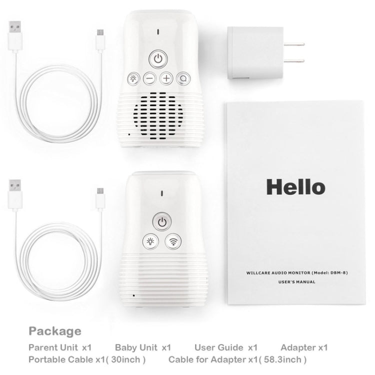 DBM-8 Wireless Audio Two-way Talk Back Baby Monitor, Intercom Sound Alert for Infant(US Plug)