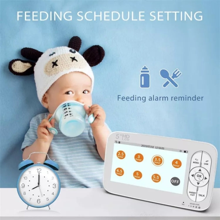 DY55A Built-in Lullabies Video Babyphone 5 inch Screen Digital Wireless Baby Monitor Camera(AU Plug)