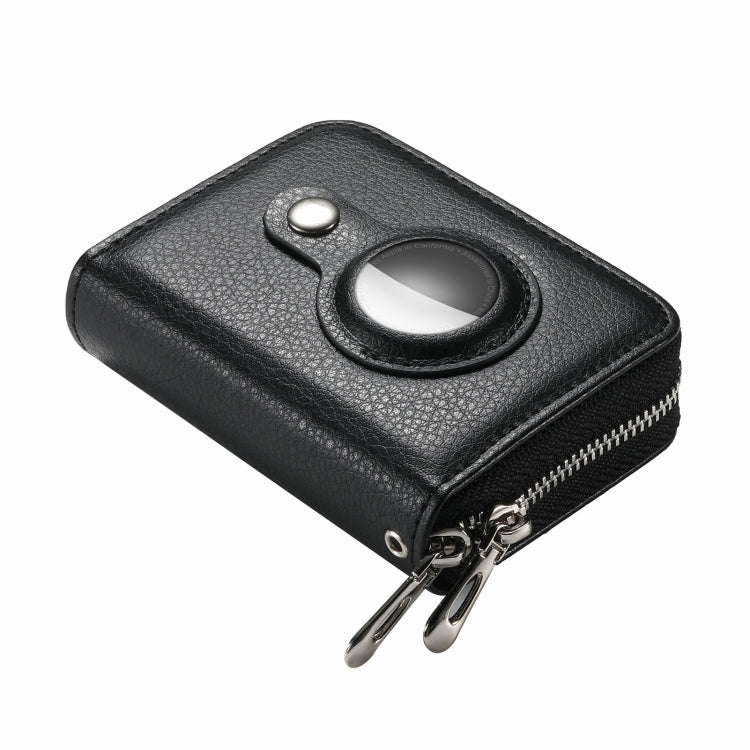 For AirTag Zipper Wallet Protective Cover Case(Black)