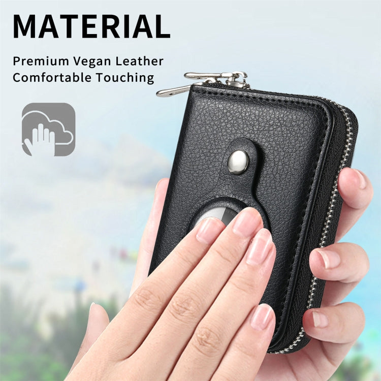 For AirTag Zipper Wallet Protective Cover Case(Black)