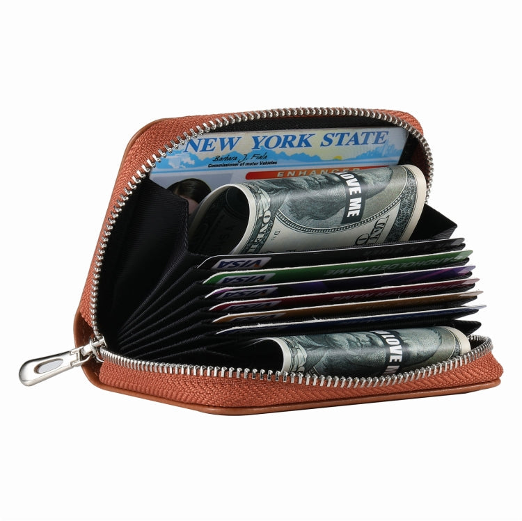 For AirTag Zipper Wallet Protective Cover Case(Brown)