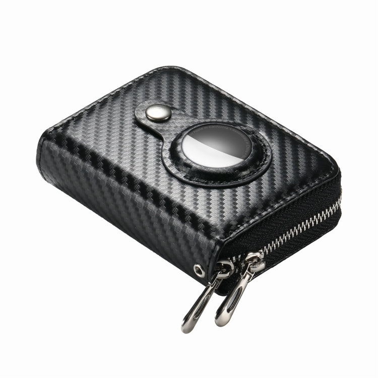 For AirTag Zipper Wallet Protective Cover Case(Matte Black)