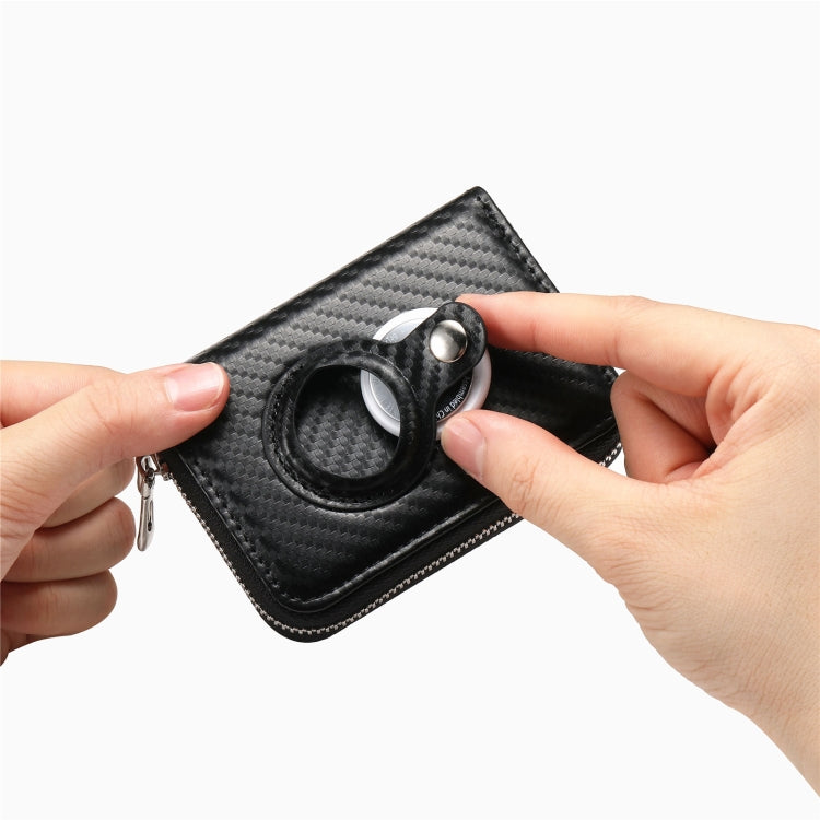 For AirTag Zipper Wallet Protective Cover Case(Matte Black)