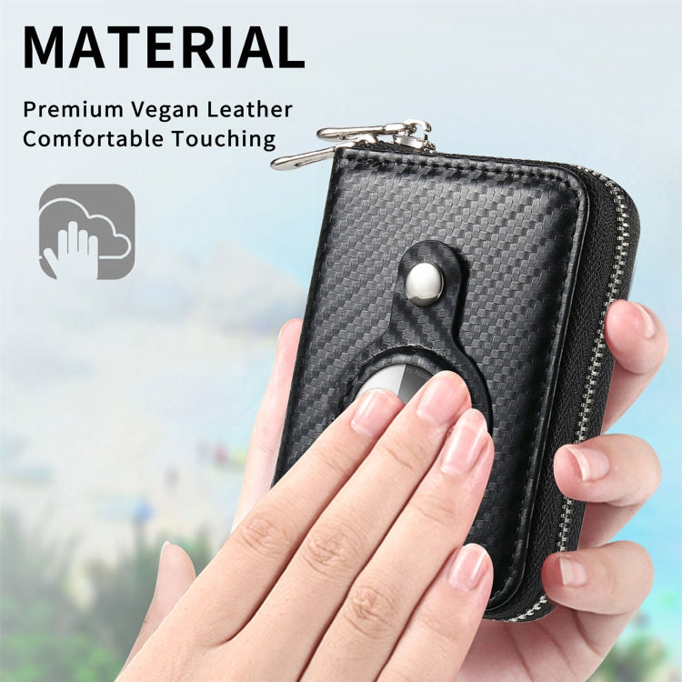 For AirTag Zipper Wallet Protective Cover Case(Matte Black)