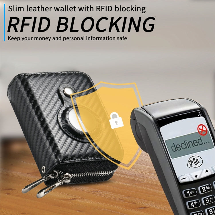 For AirTag Zipper Wallet Protective Cover Case(Matte Black)