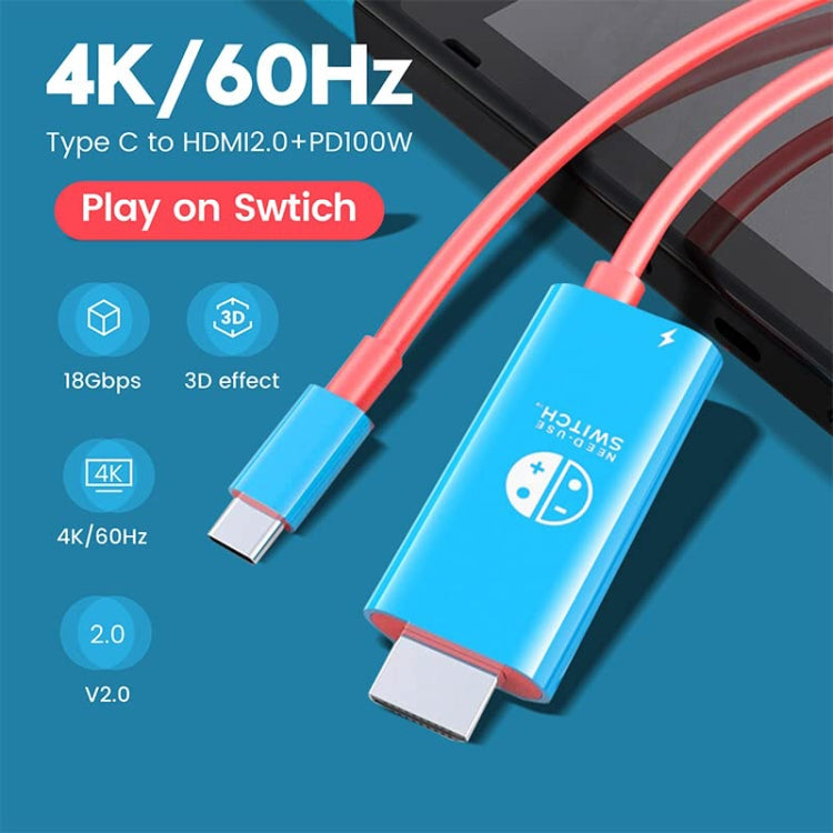 ENKAY ENK-CB136 6.6Ft. Type-C to HDMI Conversion Cable for Switch 4K HD Projection TV
