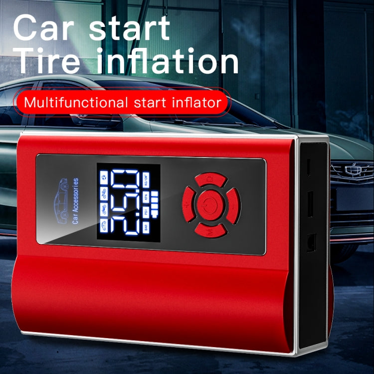 Ai8 Portable Multifunctional LCD Screen Emergency Power Supply 12V Car Start Air Pump(Red)