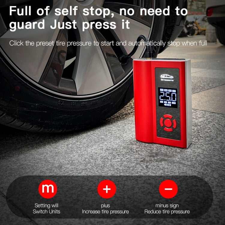 Ai8 Portable Multifunctional LCD Screen Emergency Power Supply 12V Car Start Air Pump(Black)
