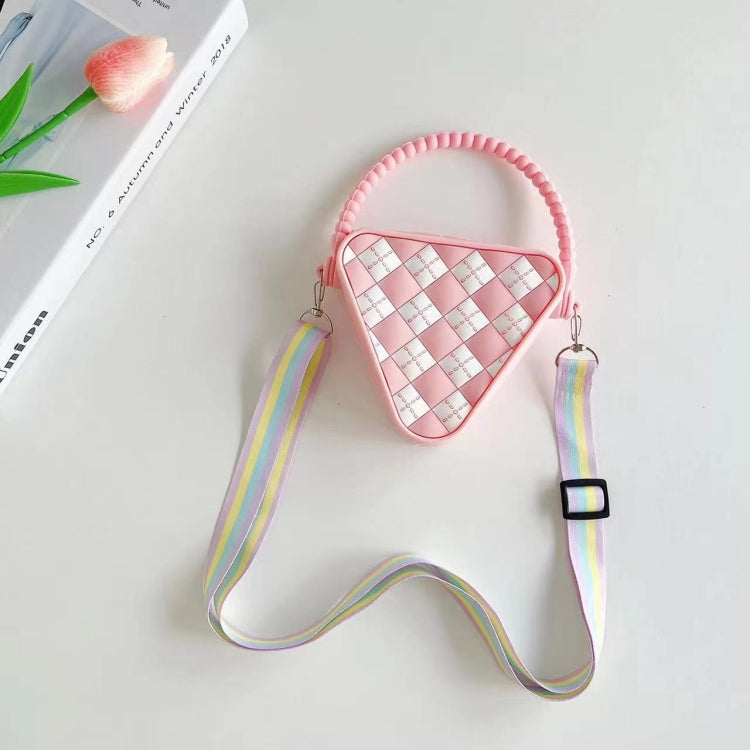 Diamond Shaped Mini Portable Shoulder Bag Silicone Handbag(Pink)