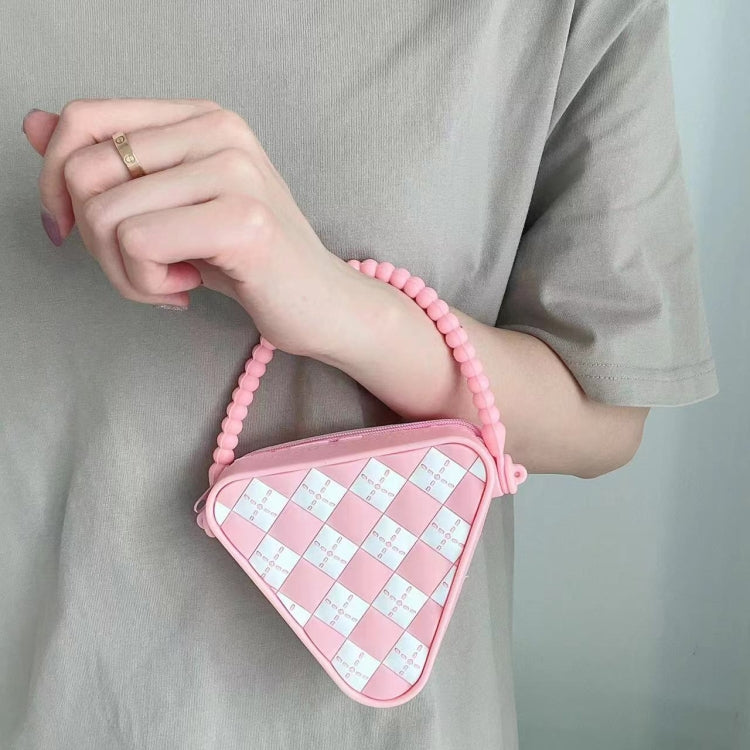 Diamond Shaped Mini Portable Shoulder Bag Silicone Handbag(Pink)
