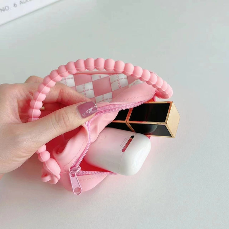 Diamond Shaped Mini Portable Shoulder Bag Silicone Handbag(Pink)