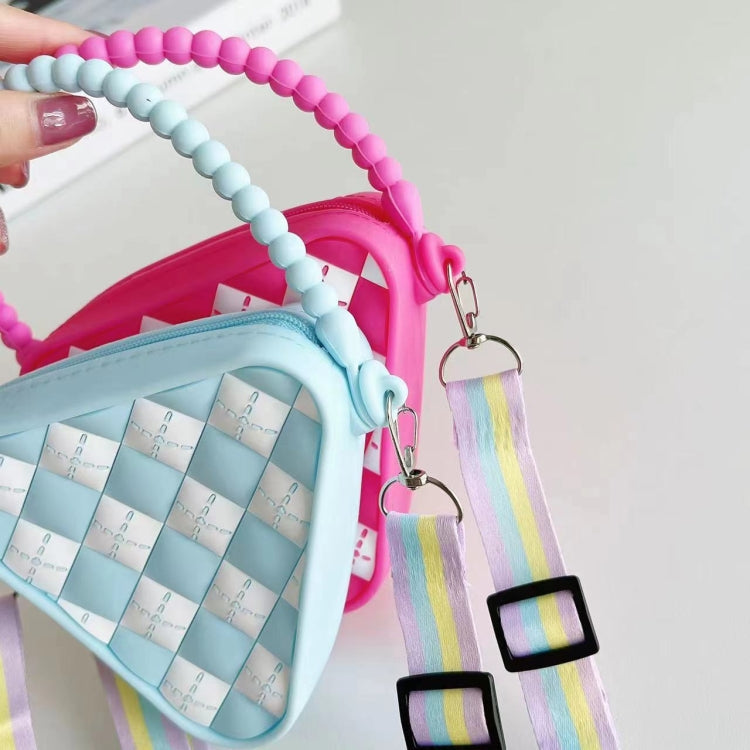 Diamond Shaped Mini Portable Shoulder Bag Silicone Handbag(Blue)
