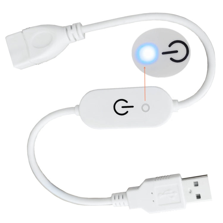 JUNSUNMAY USB LED Touch Inline Dimmer Switch Controller for Single Color, Length 30cm(White)