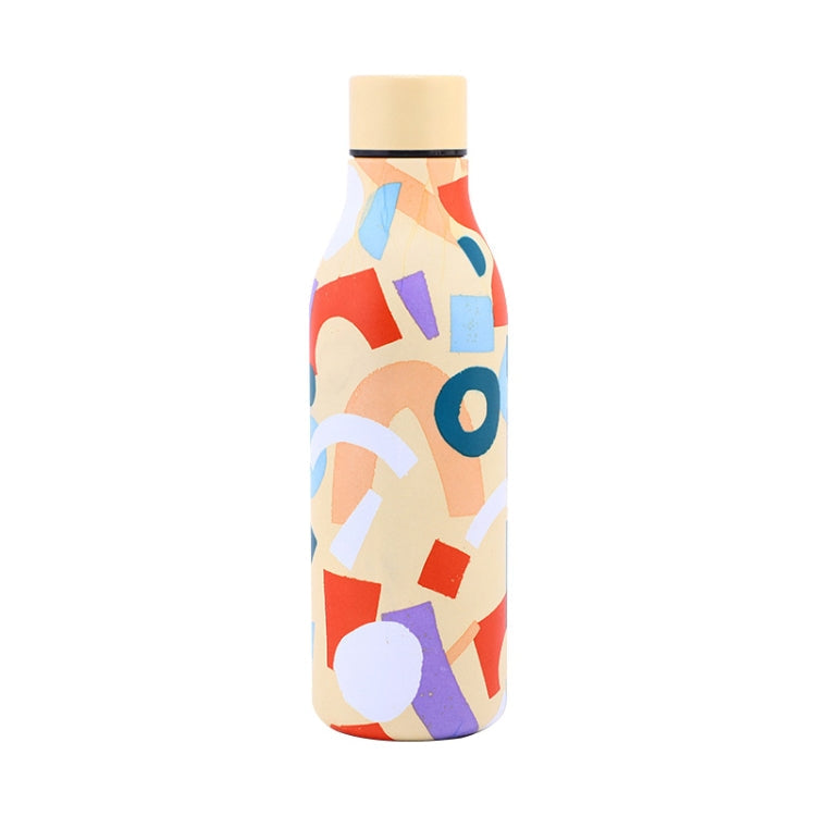 JUNSUNMAY Geometric Patterns Coating 304 Stainless Steel  550ml Water Vacuum Bottle(Yellow)