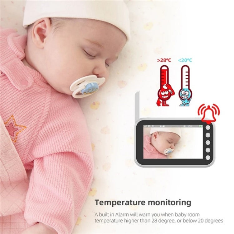 ABM200 Support Two-Way Voice Temperature Display 4.5-inch Video Baby Monitor Music Player(US Plug)