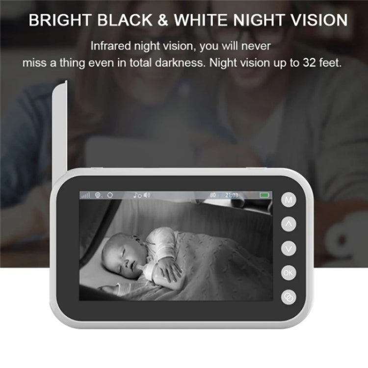 ABM200 Support Two-Way Voice Temperature Display 4.5-inch Video Baby Monitor Music Player(EU Plug)