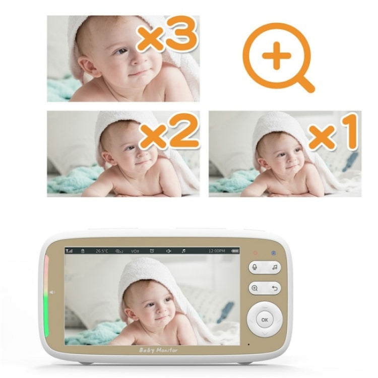 VB803 Built-in Lullabies PTZ Rotation HD Baby Security Camera 5-inch Baby Monitor(EU Plug)