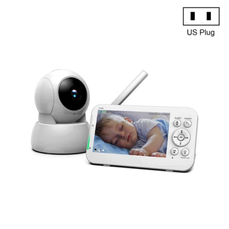 Infrared Night Vision Two-way Intercom Baby Monitor 5-inch Wireless Digital Monitor(US Plug)