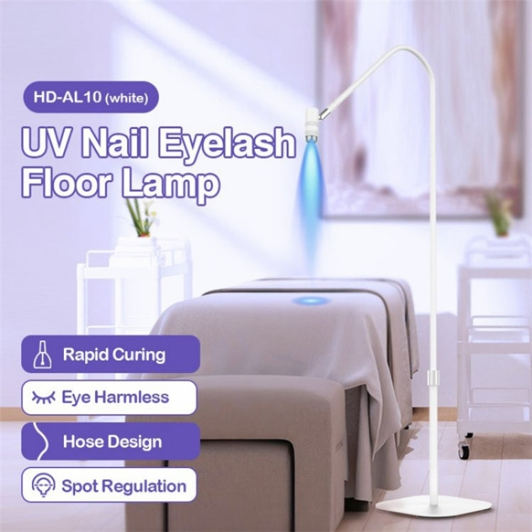 HD-AL10 UV Manicure Eyelash Beauty Floor Lamp Focus Adjustment Touch Dimming with Foot Switch, Plug:AU Plug(White)