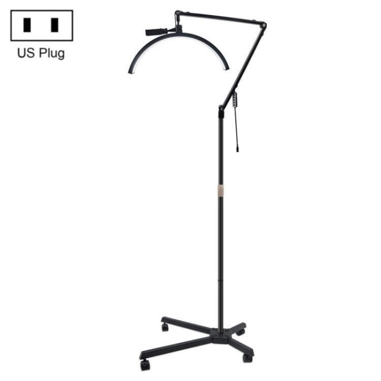 M50X For Lash Artists 20 inch LED Half Moon Light with Pulley Bracket Nail Skin Beauty Lamp(US Plug)
