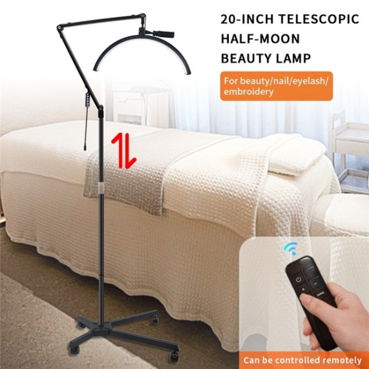 M50X For Lash Artists 20 inch LED Half Moon Light with Pulley Bracket Nail Skin Beauty Lamp(EU Plug)