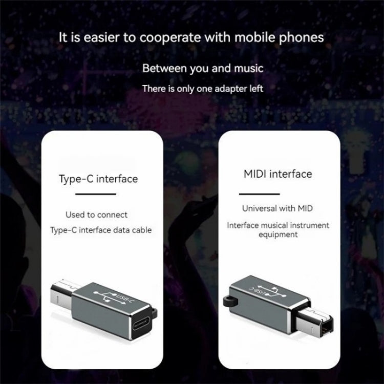 ADS-618 USB-C / Type-C Female to MIDI Male Electric Piano Printer Scanner Adapter(Silver)