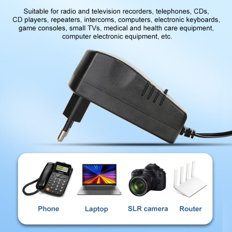 Voltage Adjustable Universal Power Adapter 110 220V to 12V 3V 4.5V 6V 7.5V 9V AC DC Adapter 3A Max 12 Volt Power Supply Adapter, EU Plug