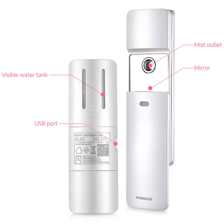 K-SKIN KD777 Nano Cool Facial Sprayer Handheld Portable Skincare Humidifier Skin Care Automatic Alcohol Sprayer(White)