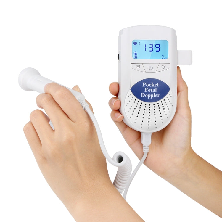 FD-100 Digital Fetal Doppler Ultrasound Sound Baby Heartbeat Detector Monitor LED Digital Prenatal Pocket Fetal Doppler Stethoscope (Blue)
