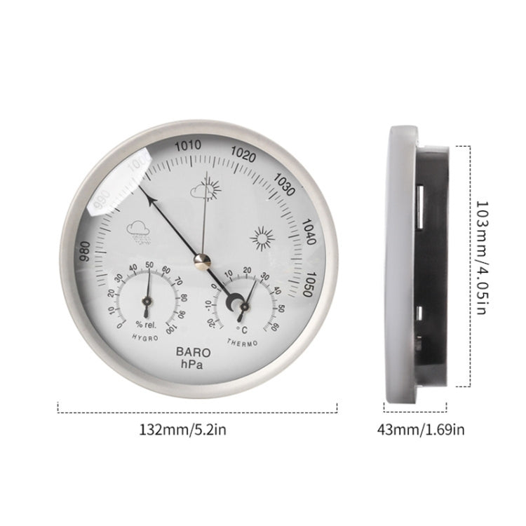 THB9392 132mm Wall Mounted Digital Thermometer Hygrometer Household High Accuracy Pressure Gauge Air Weather Instrument Barometer (Gold)
