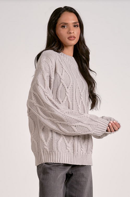 The Classic Cable Sweater: Light Grey