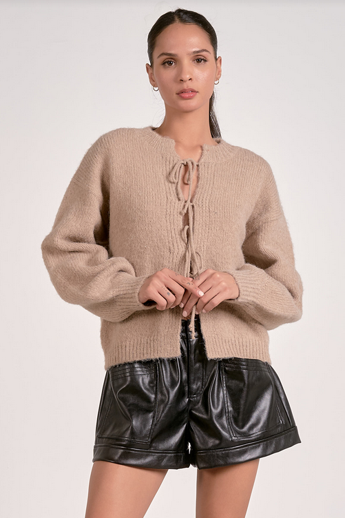 The Cozy Tie Cardigan: Macchiato
