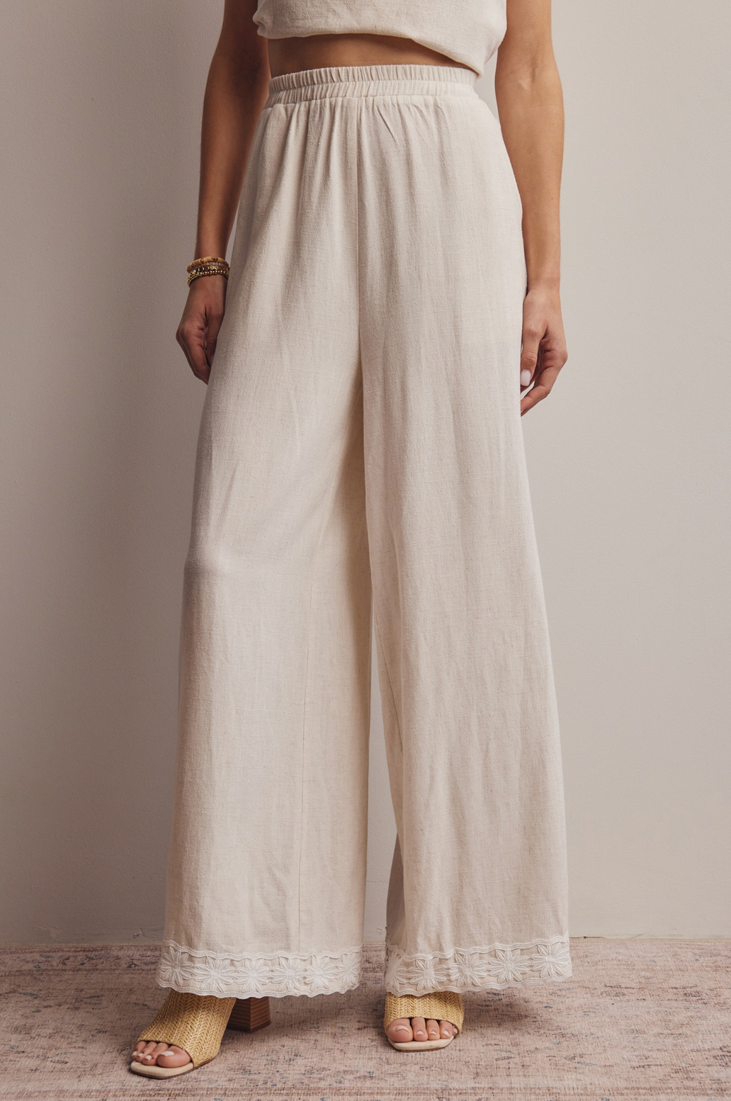 Embroidered Square-neck Tank & Pants Set
