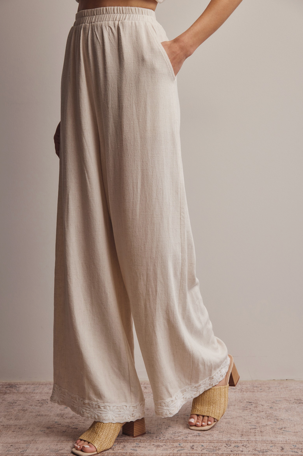 Embroidered Square-neck Tank & Pants Set