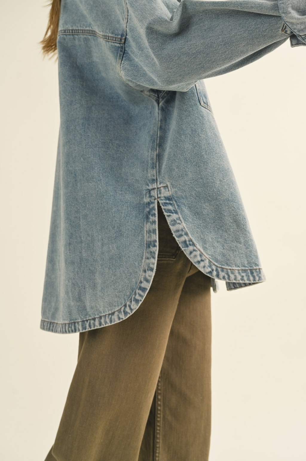 Washed Snap Button Denim Shacket