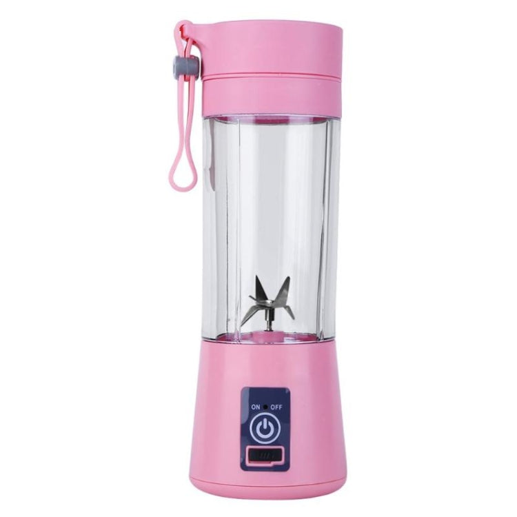 USB Rechargeable Electric Automatic Vegetable Fruit Citrus Orange Juice Maker Cup Mixer Bottle (380ML)(6 Blades Pink)